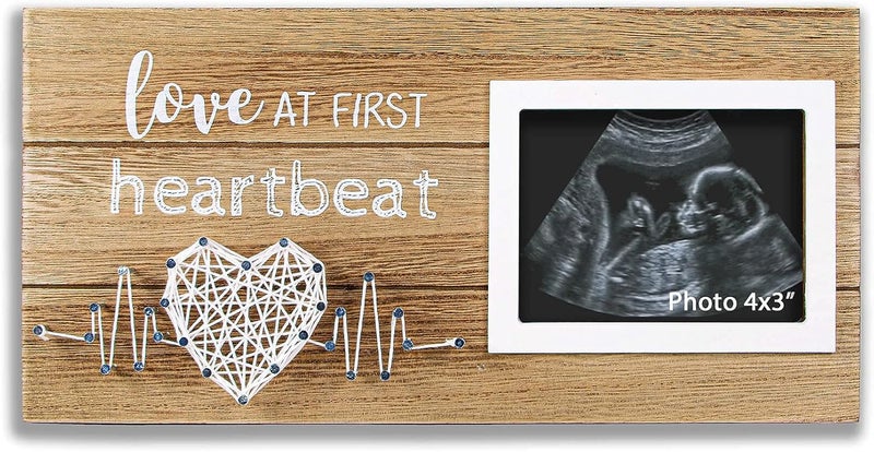 VILIGHT New Mom Gifts - Pregnancy Announcements Baby Gender Reveal Gifts - Love At First Heartbeat Sonogram Picture Frame for Standard 4" x 3" Ultrasound Photo - Image 1